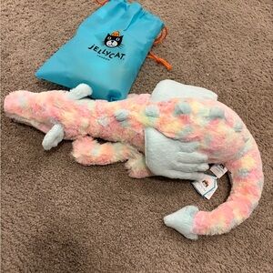 BRAND NEW NWT Jellycat Lazulia Dragon Plush - Pastel Pink, Mint & Cream
